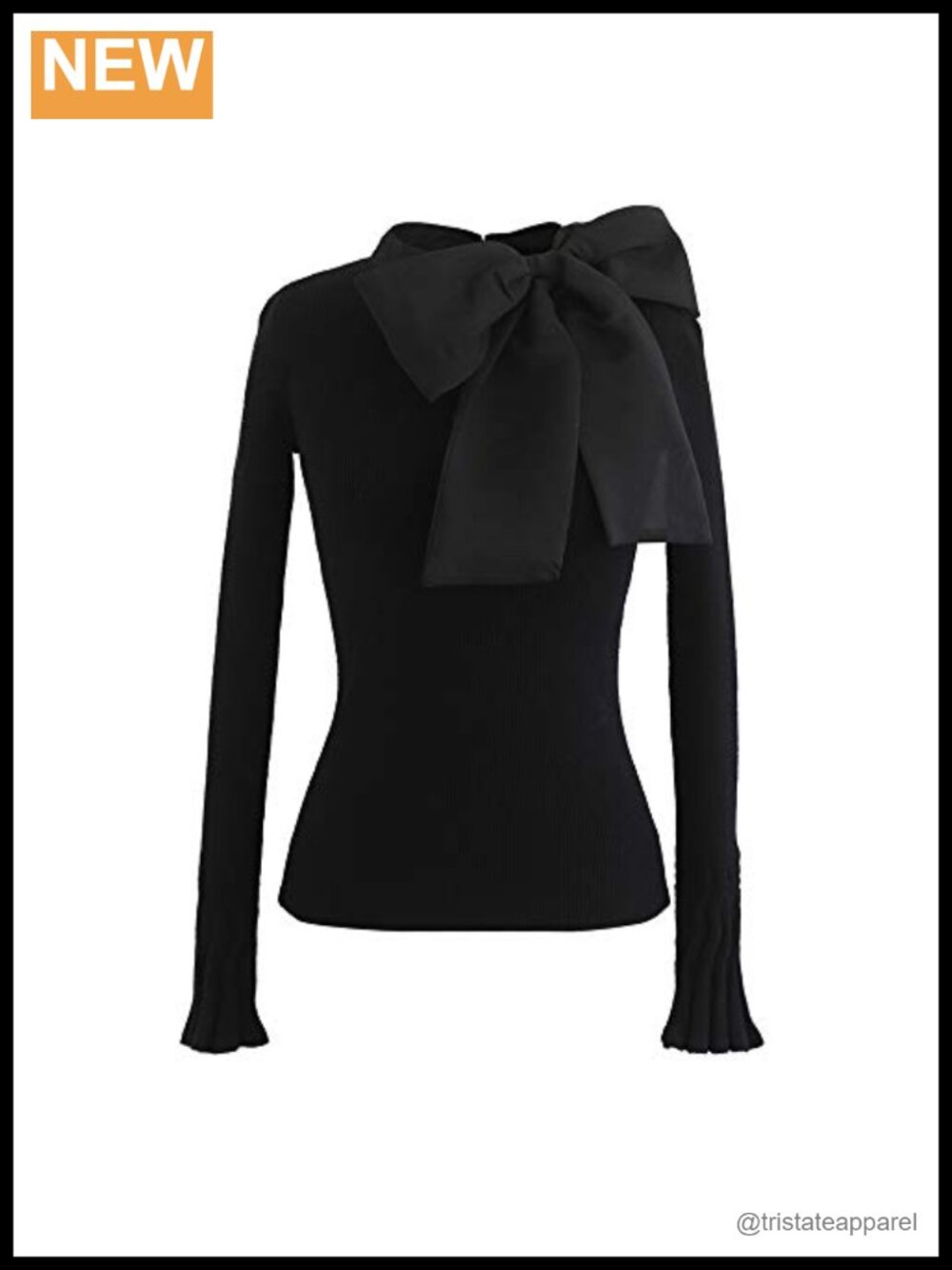 CHICWISH Women's Bow Tied Long Sleeve Knit Top Mock Neck Slim Fit Blouse